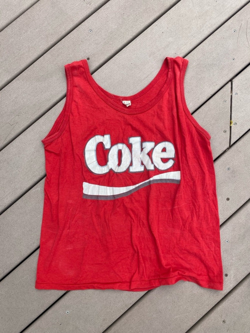 Screen Stars Red Tank Top with White Coke Logo